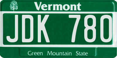 VT license plate JDK780
