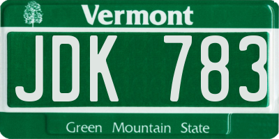 VT license plate JDK783