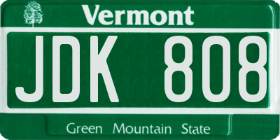 VT license plate JDK808