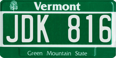 VT license plate JDK816