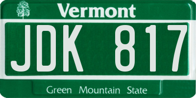 VT license plate JDK817