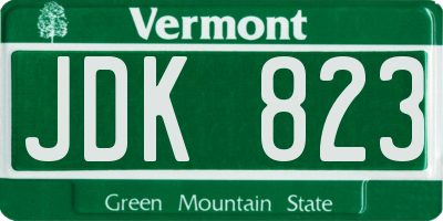 VT license plate JDK823