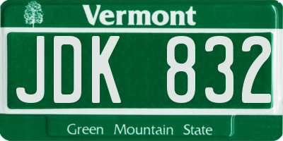 VT license plate JDK832
