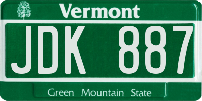 VT license plate JDK887