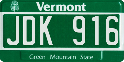 VT license plate JDK916