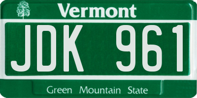 VT license plate JDK961