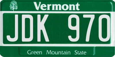 VT license plate JDK970