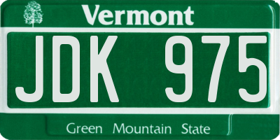 VT license plate JDK975