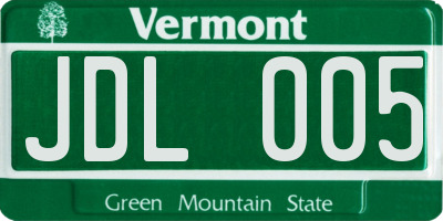 VT license plate JDL005