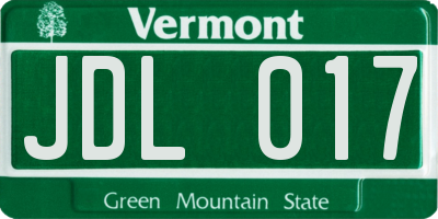 VT license plate JDL017