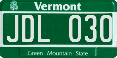 VT license plate JDL030