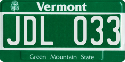 VT license plate JDL033