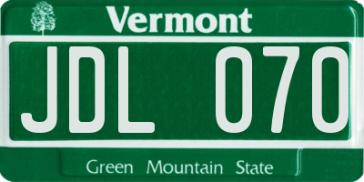 VT license plate JDL070