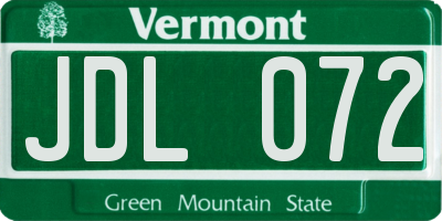 VT license plate JDL072