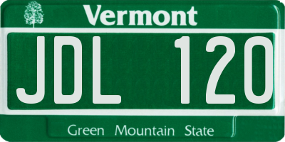 VT license plate JDL120