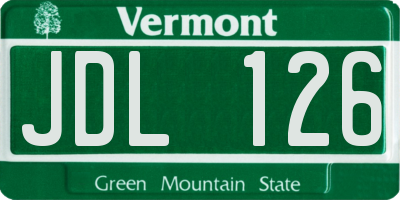 VT license plate JDL126