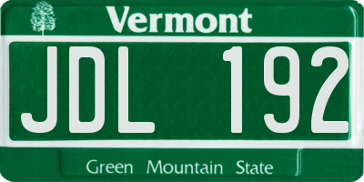 VT license plate JDL192