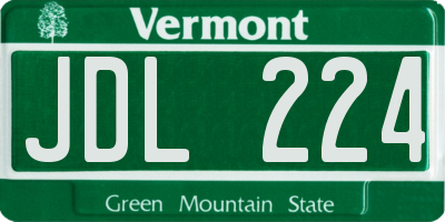 VT license plate JDL224