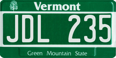 VT license plate JDL235