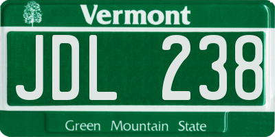 VT license plate JDL238
