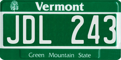 VT license plate JDL243