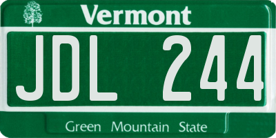 VT license plate JDL244