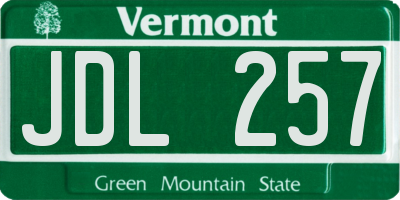 VT license plate JDL257