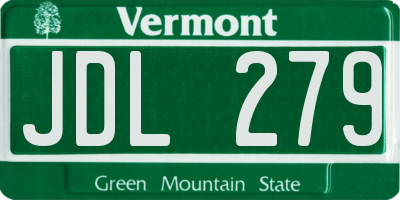 VT license plate JDL279