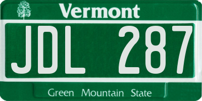 VT license plate JDL287