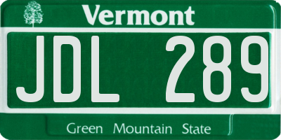 VT license plate JDL289