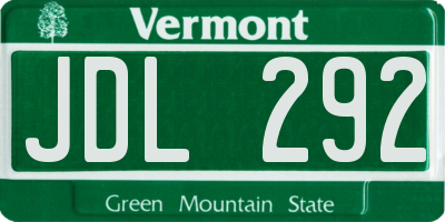 VT license plate JDL292