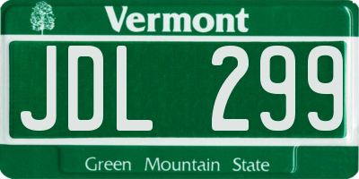 VT license plate JDL299