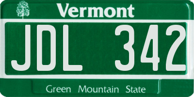 VT license plate JDL342