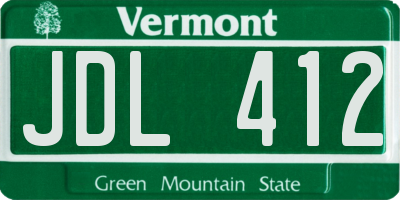VT license plate JDL412