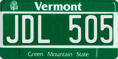 VT license plate JDL505