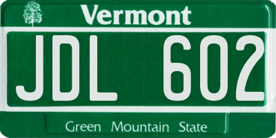 VT license plate JDL602