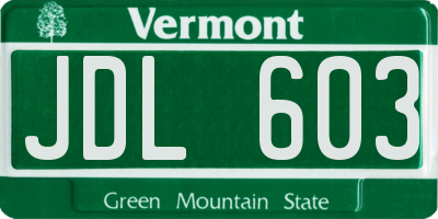 VT license plate JDL603