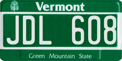 VT license plate JDL608