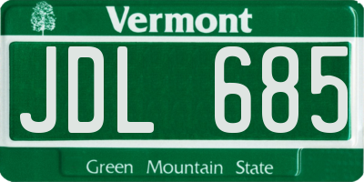 VT license plate JDL685