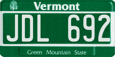 VT license plate JDL692