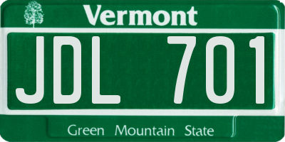 VT license plate JDL701