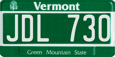 VT license plate JDL730
