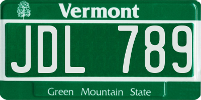 VT license plate JDL789