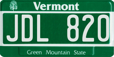 VT license plate JDL820