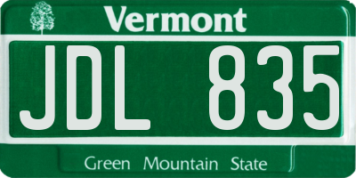 VT license plate JDL835