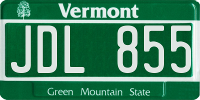 VT license plate JDL855