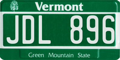 VT license plate JDL896