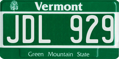 VT license plate JDL929