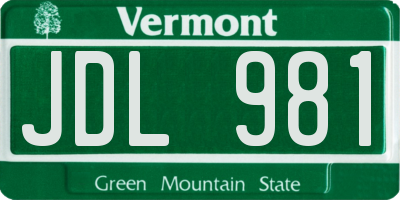 VT license plate JDL981