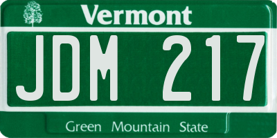 VT license plate JDM217